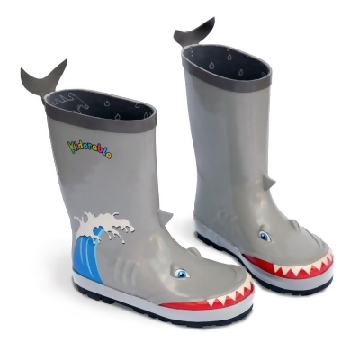 Kidorable BOOT-SHARK10 Natural Rubber Grey Shark Rain Boots - Size 10 