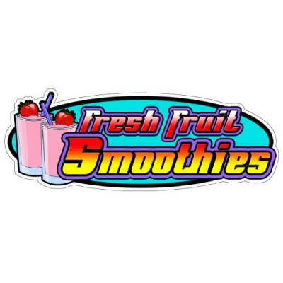 SignMission Fresh Fruit Smoothies Concession Decal Drink Sign - Stand 