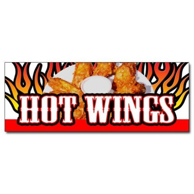 SignMission 12 in. Hot Wings 1 Decal Sticker - Buffalo Spicy Chicken Crispy Sauce Hot Sauce 