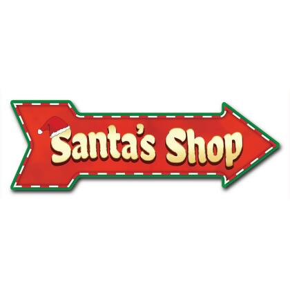 SignMission 12 x 36 in. Indoor & Outdoor Decor Direction Sticker Vinyl Wall Decals - Santas Shop - 24 in.