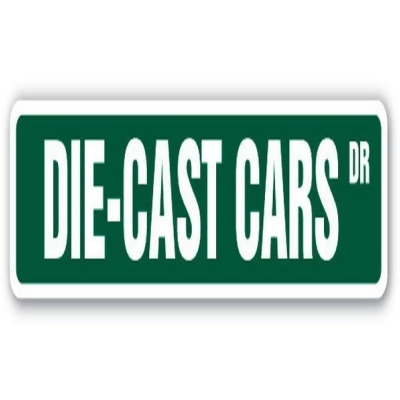 SignMission 9 in. Die-Cast Cars Street Sign Decal - Vehicles Matchbox Trucks Collector Toys 