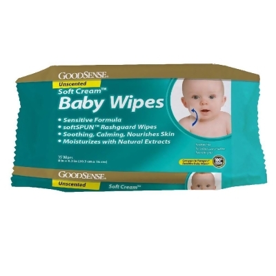 GoodSense PC005639 GoodSense Soft Cream Baby Wipes Travel Pack - Unscented 35 ct Case of 24 