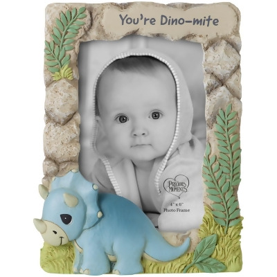 Precious Moments 223406 8.5 in. Resin & Glass Triceratops Dinosaur Photo Frame, Multi Color 