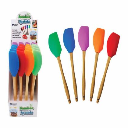 Home Plus 9490236 Assorted Color Bamboo & Silicone Spatula, Pack of 20 