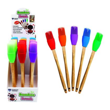 Home Plus 9490210 Assorted Color Bamboo & Silicone Basting Brush, Pack of 24 