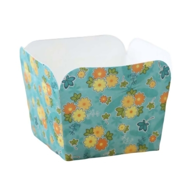 Panda Superstore PS-HOM2231408011-DORIS01840 Paper Baking Cup Heat-Resistant Square Cupcake & Muffin Cup, Yellow Flower - 50 Piece 