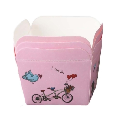 Panda Superstore PS-HOM2231408011-DORIS01845 Paper Baking Cup Heat-Resistant Square Cupcake & Muffin Cup -Tandem Bicycle - 50 Piece 