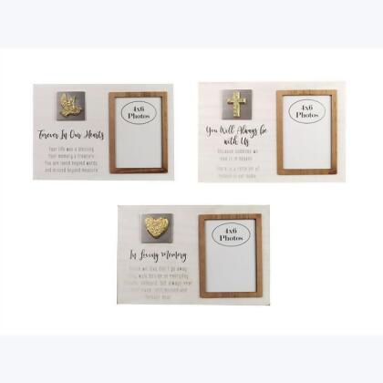 Youngs 20906 4 x 6 in. Wood Golden Faith Tabletop or Wall Photo Frame, Assorted Style - Set of 3 