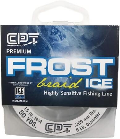 Clam Ice ICE110997 8 lbs Test & 3 lbs dia. 50 Yards Smoke CPT Frost Braid  Fishing Line
