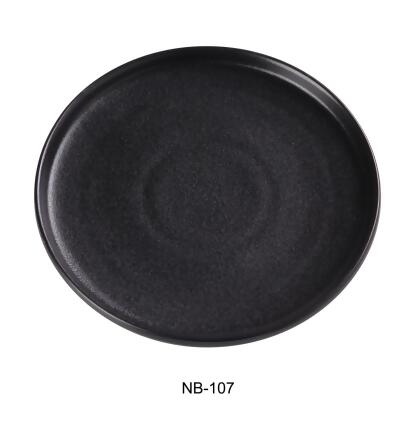 Yanco NB-107 7.5 x 1 in. Noble Black Round Bread & Butter Plate with Upright Rim, Black - Pack of 36 
