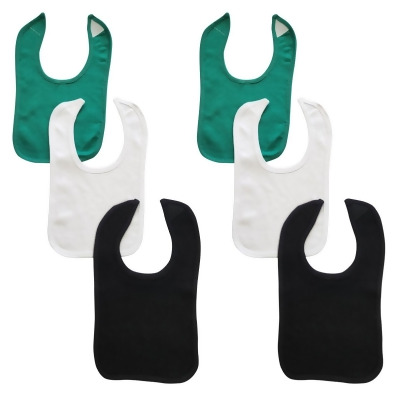 Bambini NC-0908 Unisex Baby Bibs, Green, White & Black - One Size - Pack of 6 