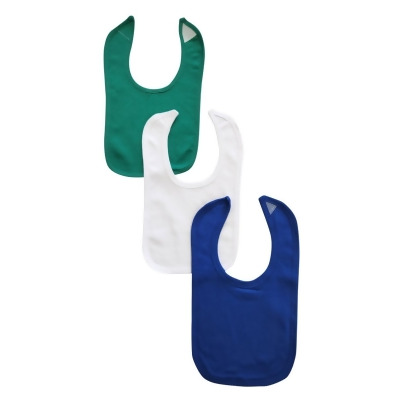 Bambini NC-0920 Unisex Baby Bibs, Green, White & Blue - One Size - Pack of 3 