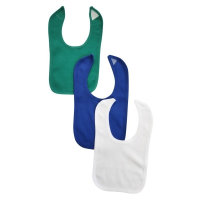 Bambini NC-0905 Unisex Baby Bibs, Green, Blue & White - One Size - Pack of 3 