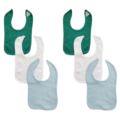 Bambini NC-0910 Unisex Baby Bibs, Green, White & Blue - One Size - Pack of 6 