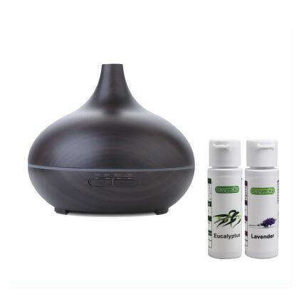 Ecogecko 75002-2PK-75304 Dark Wood Grain Look Essential Oil Diffuser - Pack of 2 