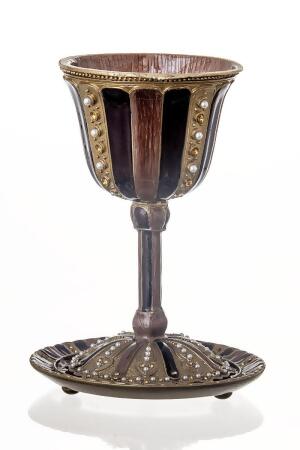 Legacy Fine Gifts & Judaica 107-S 4.75 x 3.75 in. Sienna Br & Gold Enameled Kiddush Cup 