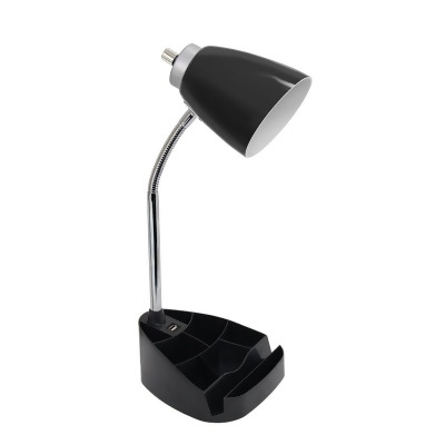 LimeLights Gooseneck Organizer Desk Lamp with iPad Tablet Stand Book Holder and USB port&#44; Black 