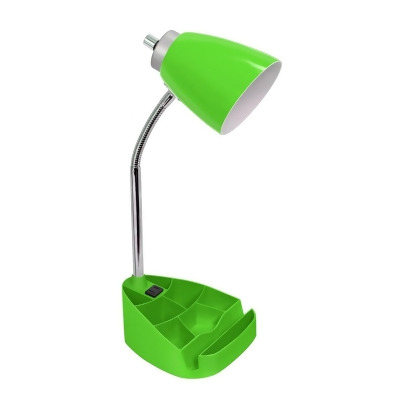 LimeLights Gooseneck Organizer Desk Lamp with iPad Tablet Stand Book Holder and Charging Outlet&#44; Green 