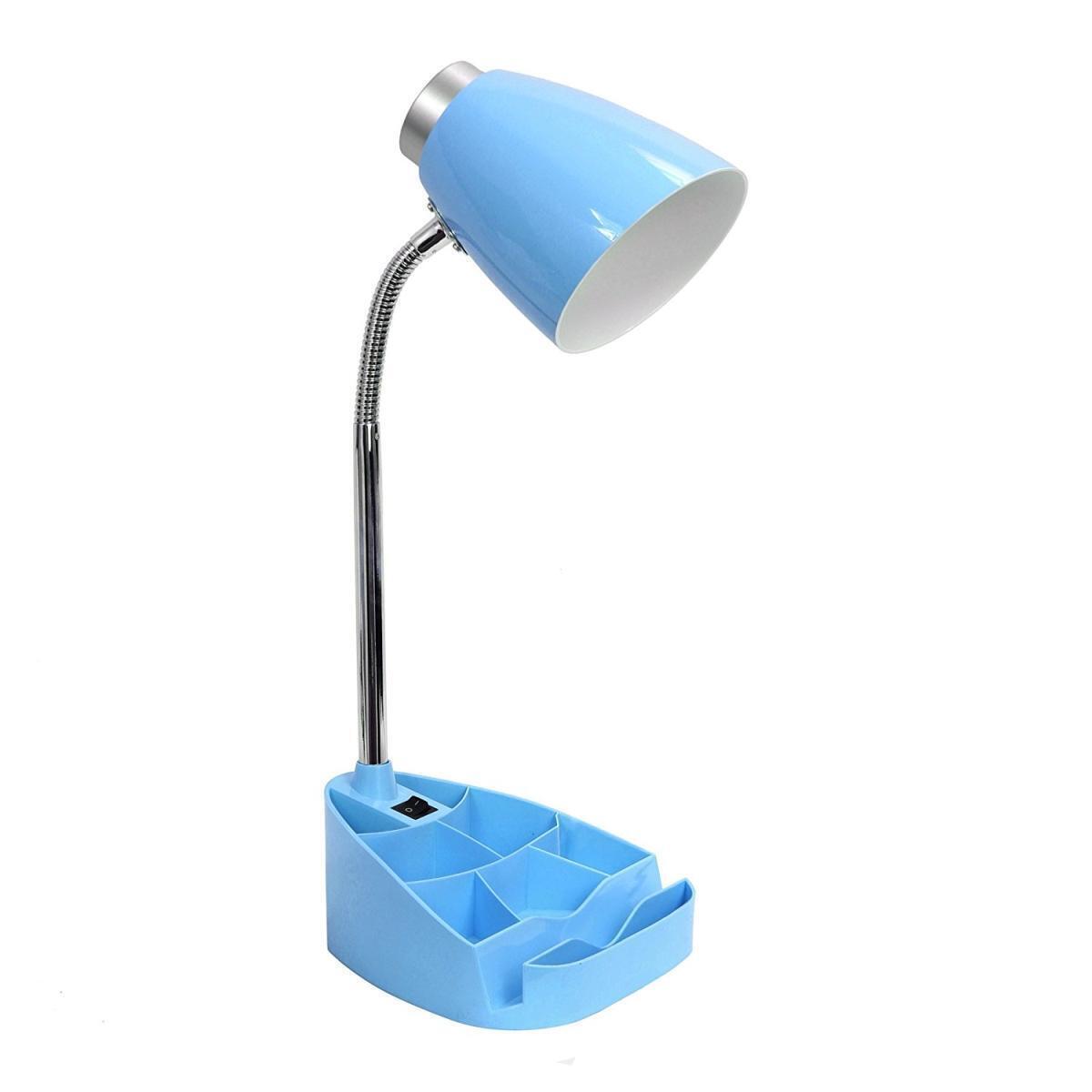 LimeLights Gooseneck Organizer Desk Lamp with iPad Tablet Stand Book Holder&#44; Blue