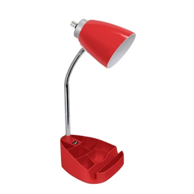 LimeLights Gooseneck Organizer Desk Lamp with iPad Tablet Stand Book Holder and USB port&#44; Red 