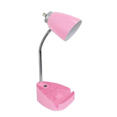 LimeLights Gooseneck Organizer Desk Lamp with iPad Tablet Stand Book Holder and USB port&#44; Pink 