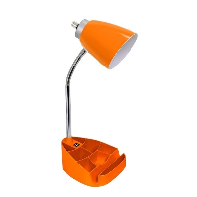 LimeLights Gooseneck Organizer Desk Lamp with iPad Tablet Stand Book Holder and USB port&#44; Orange 