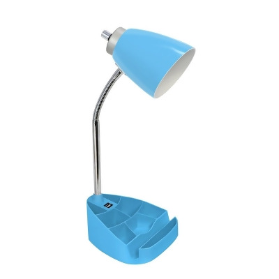 LimeLights Gooseneck Organizer Desk Lamp with iPad Tablet Stand Book Holder and USB port&#44; Blue 