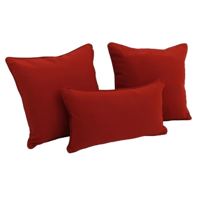 Blazing Needles 9817-CD-S3-TW-RR Double-Corded Solid Twill Throw Pillows with Inserts, Ruby Red - Set of 3 