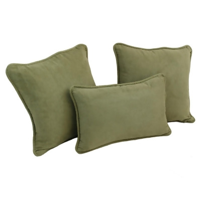 Blazing Needles 9817-CD-S3-MS-SG Double-Corded Solid Microsuede Throw Pillows with Inserts, Sage Green - Set of 3 