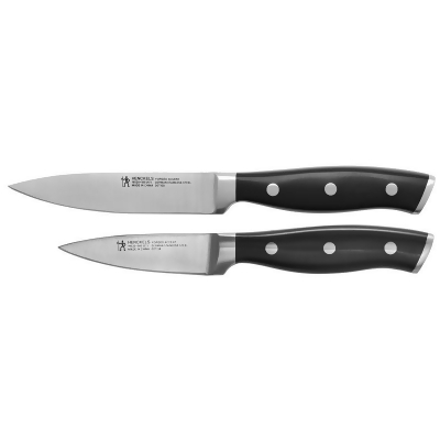 Henckels 6063525 Black & Silver Stainless Steel Paring Knife Set, Satin - 2 Piece 