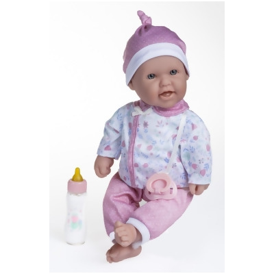 JC Toys Group 15034 16 in. La Baby Soft Body Baby Doll Outfit with Pacifier & Magic Bottle, White & Pink - 2 Piece 
