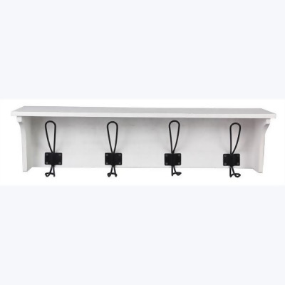 Youngs 11068 Wood White Washed Wall Shelf & Hook 