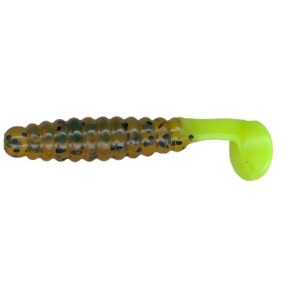 Charlie Brewers Slider Csgf17 1 in. Crappie Grubs - Pumpkin, Black Dots & Chartreuse Tail - All