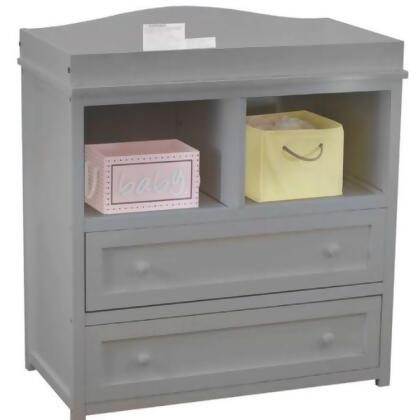 AFG Baby Furniture 008G-554-1 Leila 2-Drawer Changing Table with Contoured Changing Pad & Fabric Cover, Gray