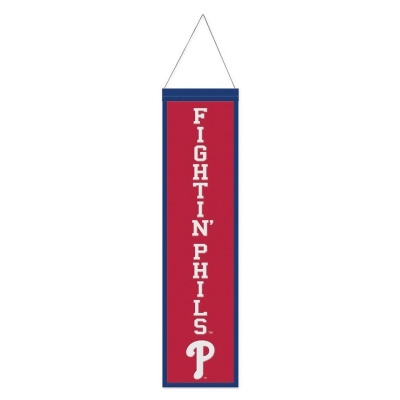 Wraft Fanatics 9416647829 8 x 32 in. MLB Heritage Slogan Design Philadelphia Phillies Wool Banner 