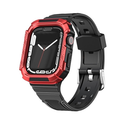 Odash SD13-BLK-RED-42 Band with Bumper Case for 44mm & 45mm Apple Watch - Black & Red 