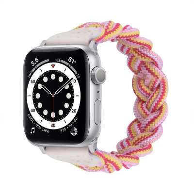 Odash VLL308-PNKRY45 Braided Nylon Band for 42, 44 & 45mm Apple Watch - Pink Red Yellow 