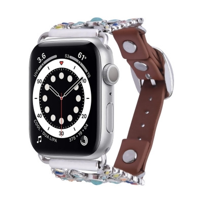 Odash VLL303-GL6-45 Leather & Metal Band for 42, 44 & 45mm Apple Watch - Multi & Brown GL6 