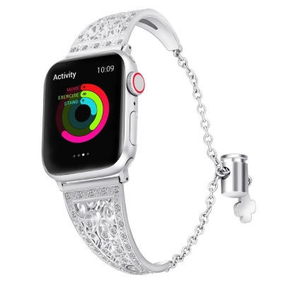 Odash SD06-SLV-38 Flowers Design Metal Bling Band for 38, 40 & 41mm Apple Watch - Silver 