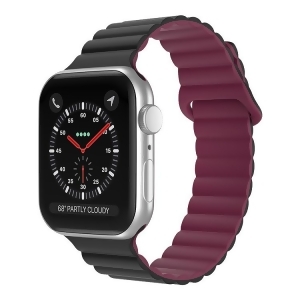 Odash Ky10-c6blkwrd-42 Magnetic Silicone Band for 42, 44 & 45mm Apple Watch - Black & Wine Red - All