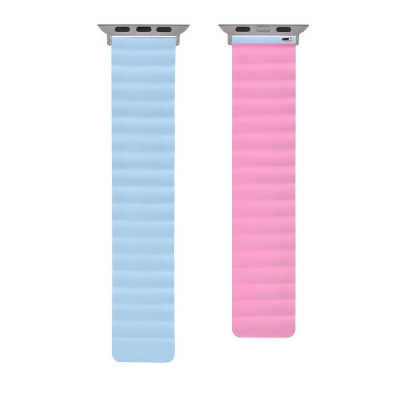 Odash VL8-GLM-PLBLU41 Reverseable Leather Magnetic Band for 38, 40 & 41mm Apple Watch - Pink & Blue 