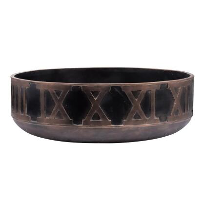 BenJara BM285928 18 in. Handcrafted Round Shaped Black Polyresin Frame Decorative Bowl 