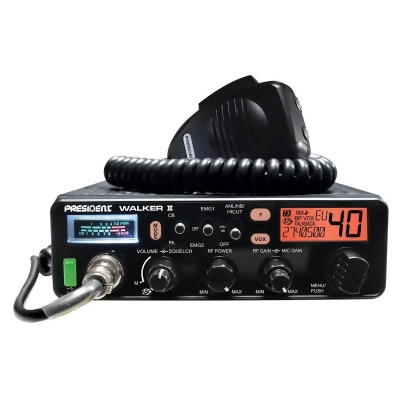 President Electronics WALKERIII Walker FCC CB Radio - 40 Channel Weather Alert & Auto Squelch Control Compact Radio for Truckers, Black 