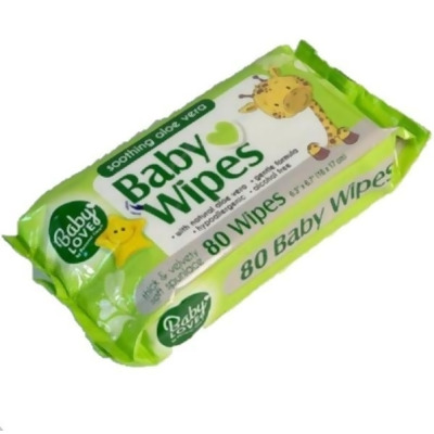 Baby Love 2352165 Baby Love Baby Wipes with Aloe Vera - 80 Count - Case of 12 