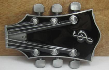 MAGM JDX-K7002 Black Guitar Head Belt Buckle with Music Note 