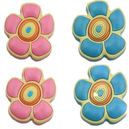 Panda Superstore PS-HOM1243398011-JESSICA00805 1.65 in. Lovely Blue&Pink Flower Protective PVC Kids Drawer Handles & Pulls, Multi Color - Set of 4 