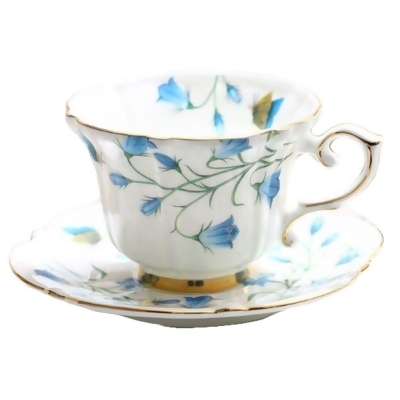 Panda Superstore PF-HOM9302388011-DORIS00157-RP 7.4 oz Porcelain Blue Butterfly Orchid European Style Tea Cup & Saucer Set for Afternoon Tea, Multi Color 