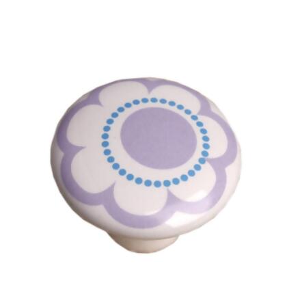 Panda Superstore PS-HOM1243398011-JESSICA00823 1.5 x 1.5 x 1 in. Ceramic Kids & Adult Drawer & Cabinet Handles & Pulls, Purple Flower - Set of 3