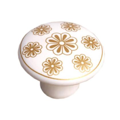 Panda Superstore PS-HOM1243398011-JESSICA00824 1.5 x 1.5 x 1 in. Ceramic Kids & Adult Drawer & Cabinet Handles & Pulls, Gold Flower - Set of 3 