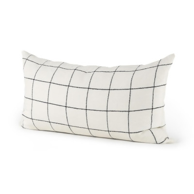 HomeRoots 392275 Grid Lumbar Accent Pillow Cover, White & Black 